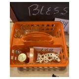 Tote with miscellaneous items