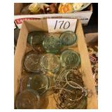 Blue glass jar lids