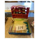 Ohio art metal toy garage with cars