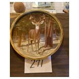 Metal tray with deer picture