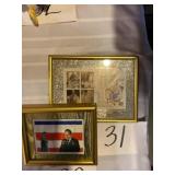 Framed vintage stamps USO in Norman Rockwell