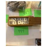 Full set black-and-white dominoes with case