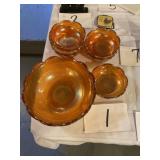 Carnival glass berry bowl set lot