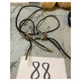 Eagle and bowl leather bolos ties