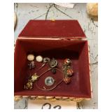 Seashell covered box with costume jewelry