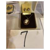Cameo necklace and earrings