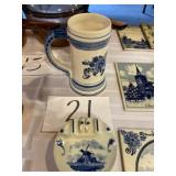 Delft porcelain ashtray and cup