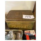 Vintage wheat, heart, bread, metal container