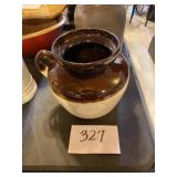 Vintage brown and white bean pot