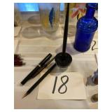 Fountain pens & inkwell
