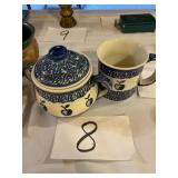 Hand made in Poland sugar bowel and cup