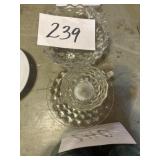 Fostoria cup bowl and sugar dish