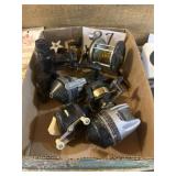 Box of assorted fishing reels seven pieces