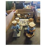 Navy ceramic bar statuettes
