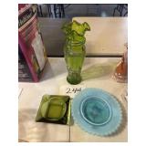 Vintage Frosted Blue Iridescent Trinket Dish +