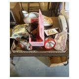 Box of assorted items, safety brake, light,
