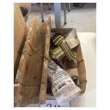 Assorted tools, tape nails, miter box