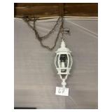 White coach style hanging lamp, metal