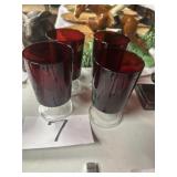 Luminarc ruby colored French stemmed glasses