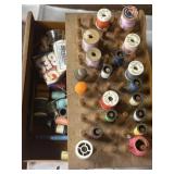Sewing drawer with thread and needles