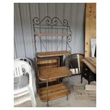 Vintage Metal & Solid Wood Bakers Rack
