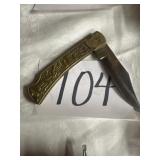 Brass handle folding knife,