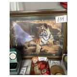 Tiger, print, matted and framed