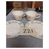 Father/mother cup and saucer plate USA