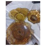 Vintage Indiana Carnival Glass Lot Amber