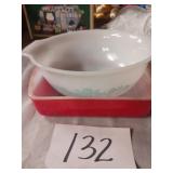 Glasbake Lot of 2 Bowl and Baking Pan