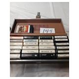 8 track tape lot with carrying case lot of 25