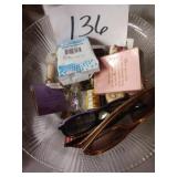 Miscellaneous lot in glass bowl - pins, ink +