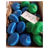 Vintage Christmas Ornament Lot Green and Blue