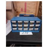 15 drawer parts bin organizer w/contents