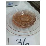 Pink depression glass lot 4 pc