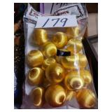Vintage satin ornaments still in package yellow
