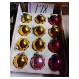 Vintage box of shiny brite ornaments