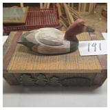 Vintage handmade wooden duck box bear