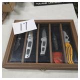Knife lot with wooden case