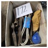 Miscellaneous box lot,  small caster, file