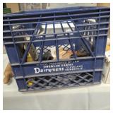 Vintage milk crate dairymens with contents