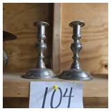 Pair of woodbury pewter candlesticks