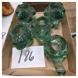 Vintage green glass candle holders frogs turtle
