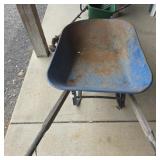Wheelbarrow blue with wooden handles