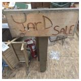 Wooden hand made yard sale sign