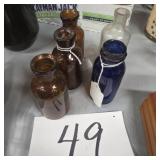 Old medicine bottles various colors lot of 5