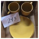 Vintage mustard colored plate and cup set