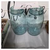 Aqua blue ball mason jar lot of 2