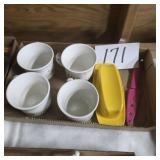 Lot of pfaltzgraff butter dish +