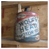 Wolf head motor oil large can vintage auto
